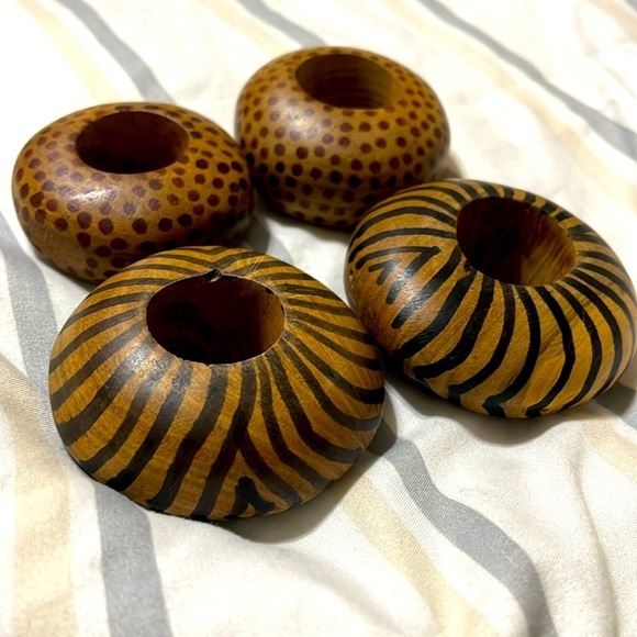 None Other - Vintage Rare Wooden Painted Napkin holders 2 pairs